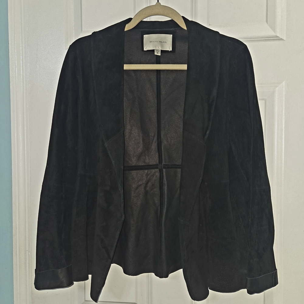 Brochu Walker Black Suede Open-Front Blazer